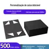 Caixa Dobrável de Uma Peça para Comércio Exterior Preta Caixa de Presente Estilo Livro Magnético com Aba Embalagem de Presente Personalização em Pequena Escala