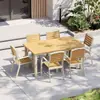 Mesas y Sillas de Exterior para Patio, Balcón, Madera Plástica para Exteriores Mesas y Sillas, Terraza de Cafetería Restaurante, Mesas y Sillas Impermeables de Ocio para Exteriores