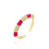 Aogu Suministro Transfronterizo Estilo Bohemio Cobre Chapado Oro 18K Zircón Goteo de Aceite Geométrico Anillo Abierto para Mujer Nuevo Estilo