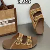 Versión de Piel de Vaca de Zapatillas Birkenstock de Suela Súper Suave para Mujer que se Sienten Como Pisar Mierda, Adecuadas para Uso Exterior en Verano, Sandalias Casuales Antideslizantes para Playa