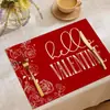 Amazon Día de San Valentín Mantel Rojo Atmósfera de Amor Diseño Mantel Occidental Lino Resistente a la Suciedad Vajilla Cojín Aislante Térmico Venta al por Mayor