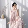 Novo Pijama de Seda e Algodão Muzhen Silk com Bojo para Mulheres, Estilo Fino de Verão, Algodão Artificial, Estampa de Desenho Animado, Tamanho Grande, Caimento Solto, Roupa de Casa
