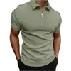 Camisa Polo para Hombre Color Sólido Manga Corta Cuello Solapa Camiseta Casual Ajustada Ropa para Hombre Europea y Americana