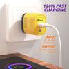 Cargador de teléfono móvil con puerto USB único transfronterizo, cargador de 120W, Europa, América y Gran Bretaña, acuerdo completo, cabezal de carga rápida, color amarillo ámbar