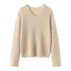 ¡Integración perfecta! Suéter pullover de punto suave y cómodo para mujer, de seda de morera y cachemira, con cuello en V y corte holgado, perfecto para usar en capas. Disponible al por mayor