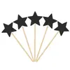 Inserts decorativos para pastel de cumpleaños de papel brillante, estrellas de cinco puntas y corazones, toppers pequeños para decoración de postres de fiesta, 5 piezas