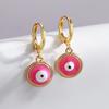 Aogu Pendientes de Moda Europea y Americana Simples con Goteo de Aceite Ojo del Diablo para Mujer Chapados en Cobre Oro Real Pendientes de Nicho Suministro Transfronterizo