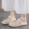 Meias-sapatos respiráveis Boken Toe de fundo plano com estilo literário e artístico para uso externo feminino, novo estilo Primavera/Verão 2025, sandálias casuais slip-on