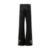 Calça Jeans Flare Bordada a Ouro com Pena de Fênix para Homem 2026 Nova Coleção Primavera/Inverno Calça Casual Slimming e que Aumenta a Altura Longa para Mulher Tendência