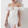 2026 Nova Roupa Feminina de Verão Estilo Resort Europeu e Americano Vestido Francês Elegante e Sexy de Um Ombro Longo com Fenda