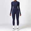 Mono de yoga de una pieza sin costuras de estilo europeo y americano, pantalones de manga larga, cuello abierto, cremallera, ropa deportiva ajustada de una pieza