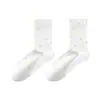 Calcetines de Color Sólido de Algodón de Xinjiang para Mujer, Calcetines de Verano Finos de Caña Media Antibacterianos Desodorantes Florales Holgados, Calcetines Blancos Sin Costuras para Maternidad