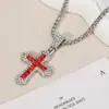 Colar Cruzado Transversal Estilo Hip-Hop Pingente de Zircônia Joias Aço Titânio Corrente de Pescoço Versátil Joias Brilhantes Personalizadas Venda por Atacado