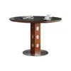 Mesa de Comedor Redonda Pequeña de Apartamento Antiguo Mesa de Comedor Redonda Bauberger Metal Retro Francés Madera Maciza Pizarra Mesa de Comedor para el Hogar