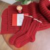 Meias Vermelhas para Mulheres, Meias Quentes de Inverno Simples Vermelhas de Cano Médio, Presente de Ano Novo, Meias Longas de Natal, Estilo Doce
