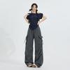 Monos con cordón de primavera y verano 2025 para mujer, diseño de chica sexy de calle alta, pantalones largos casuales de pierna ancha y adelgazantes de cintura alta