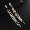 Brincos de franja longa com strass novos de fábrica para mulheres, finos, totalmente cravejados em diamante, brincos de temperamento para casamento e palco E698