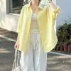 Camisa casual de manga larga estilo coreano con cuello camisero para mujer, nuevo modelo otoño 2026, corte holgado, estiliza la figura y es elegante