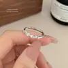 Anillo de plata 999 pura con diseño de lazo cepillado para mujer, nicho, fresco, dulce, lindo, con circonita, anillo ajustable para dedo índice