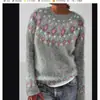 Amazon Europeo y Americano Nuevo Estilo Suéter para Mujer Más Vendido Cuello Redondo Bloque de Color Holgado Moda Jersey Suéter Tejido