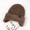 Gorro de Invierno Cálido para Hombre con Protección para las Orejas para Personas de Mediana Edad y Mayores, Gorro de Lana Tejido con Plus de Felpa a Prueba de Frío para Papá y Abuelo, Algodón