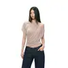 Camiseta Sexy Estilo Chica Caliente, Cuello Asimétrico Hombros Descubiertos Manga Corta, Diseño de Moda de Verano, Top Versátil Ajustado para Figuras Pequeñas, Estilo Ins