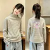 Ropa interior térmica de felpa para niñas Otoño Invierno Camiseta de manga larga infantil a la moda Cálido Top casual a rayas