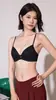 Sujetador sexy estilo francés, triangular, tridimensional, brillante, para realzar busto pequeño, sin varillas, con tiras de esponja para realzar y anti-caída, sujetador para mujer