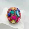 Anel de Design Original, Cravejado à Mão com Contas Pequenas Coloridas e Densas, Moda de Nicho Não Colidente e Anel Feminino Personalizado