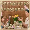 Discos de Madera para Graffiti DIY Adornos de Madera de Pascua Árbol Decorativo Vintage Adornos de Conejo Tallas de Madera con Forma de Huevo