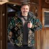 Nueva Chaqueta Acolchada de Algodón Punk de Invierno 2024 para Hombre Cárdigan con Estampado Digital Chaqueta Acolchada de Algodón Urbana a la Moda con Capucha