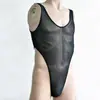 Chal de Comercio Exterior de Siete Colores para Hombre con Espalda Abierta, Sexy Camiseta Interior de Malla Transparente, Body Tanga Erótico para Hombre E776