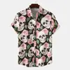 Camisa havaiana de manga curta, retrô, estilosa, casual, novo estilo com gola floral