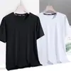 Camiseta de manga corta de seda de hielo para hombre, camiseta holgada de verano de talla grande para hombre, camiseta casual para todo tipo de partidos, ropa de moda de estilo coreano para hombre.