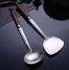 Utensilios de cocina: espátula de acero inoxidable, espátula para cocinar con mango de madera extendido, espátula pequeña y curva, cucharón para sopa y otras herramientas de cocina para uso doméstico