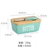 Caja de Mantequilla Cerámica Transfronteriza con Cuchillo y Tapa, Caja de Almacenamiento para el Hogar, Caja Conservadora de Frescura, Caja de Almacenamiento de Queso para Cocina, Lista para Venta al por Mayor
