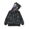Moletom com zíper e capuz infantil para primavera e outono, camuflado, design de tubarão de desenho animado, cardigã casual para meninos e meninas