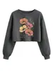 Estación independiente de Amazon Wish comercio electrónico transfronterizo moda elegante para mujer crop top sudadera floral rojo naranja amarillo