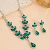 Collar de Amatista Estilo Europeo y Americano Nupcial Versátil Aretes de Pedrería Set de Dos Piezas