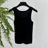 Chaleco Fino de Lana Merino Cuello en U Delgado Usable como Prenda Exterior Sin Mangas 100% Lana Camiseta Básica de Punto Camisa elástica de punto