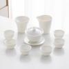 Conjunto de chá Dehua Mat Fat Jade, moderno, para casa, porcelana branca, escritório, simples, bule, tigela, luxo, presente, presente