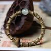 Pulsera de Sándalo Verde de Artesanía Fina Círculo Único 8mm Cuentas Nudo de Bambú Pulsera Anillo Corredizo Cuentas de Juego Cultural Joyería de Mano Unisex Sándalo