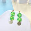 Pendientes nuevos de verano 2023, con costuras geométricas personalizadas verdes, de cerámica suave, a la moda, para mujer, pendientes explosivos al por mayor