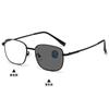 Gafas de lectura no magnéticas color titanio que cambian de color para hombres de mediana edad y ancianos, gafas progresivas multifocales de doble propósito, gafas que cambian de color