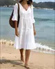 2026 Estación Independiente Transfronteriza Estilo Europeo y Americano Bohemio Volantes Suelto Playa Impresionante Vestido de Longitud Media para Mujer