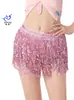 Falda de Lentejuelas con Borlas Danza del Vientre Cadera Vibrante Vestido Cadena de Cintura con Lentejuelas y Borlas Bohemio
