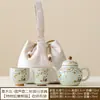 Conjunto de Chá Cerâmico Portátil para Viagem Shishi Ruyi Panda Quick Cup Feito de Fábrica com Um Bule e Duas Xícaras para Acampamento ao Ar Livre Preparo de Chá