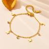 Pulseira de aço titânio banhada a vácuo trevo de quatro folhas estrela lua com strass fresca versátil alta qualidade aço inoxidável não desbota feminina
