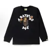 Suministro transfronterizo, venta al por mayor de comercio exterior, camiseta de manga larga de marca de moda BAPE con cabeza de mono, top pesado de tiburón, camiseta interior