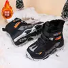 Crampones de Hielo para Niños Botas de Nieve Niños Invierno Acolchado de Terciopelo Grueso Zapatos de Algodón Impermeables Antideslizantes Niñas Cálidos del Noreste Botas Grandes de Algodón
